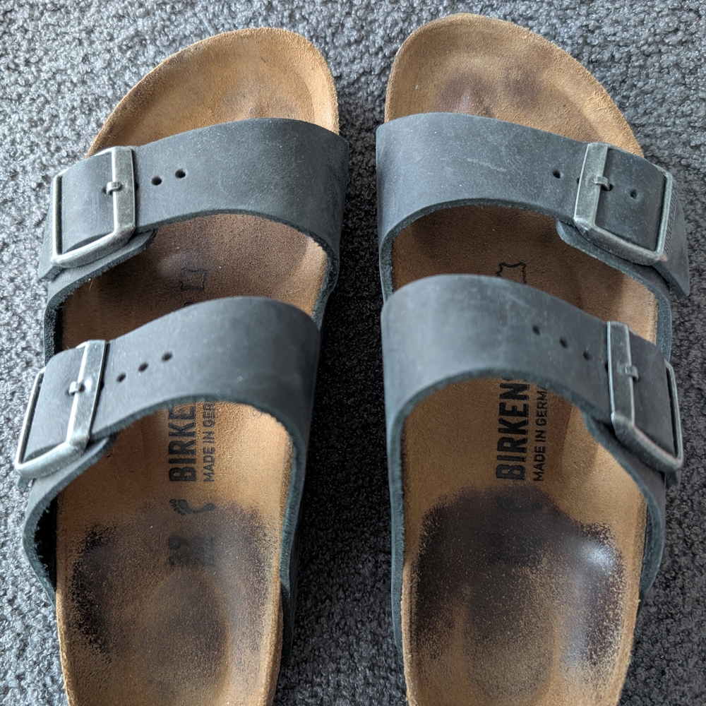 Birkenstock Black Sandals with Signature Contoured Footbed
